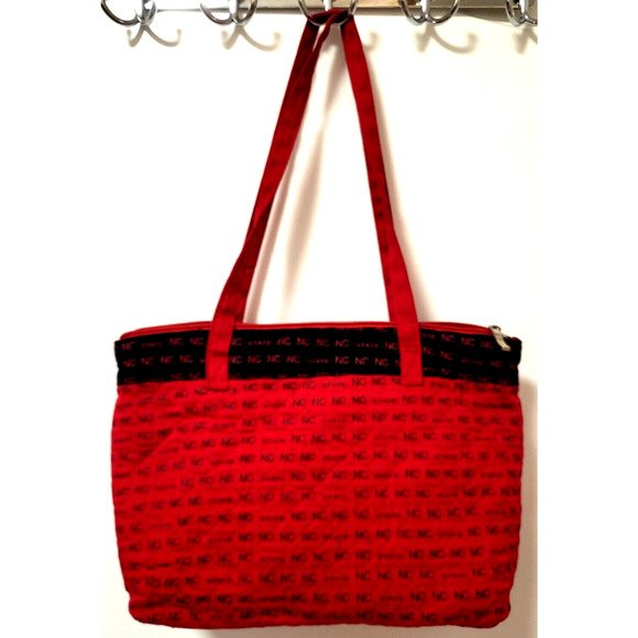 NC State Red Quilted Tote Shoulder Bag 12x9x5" - Picture 1 of 6